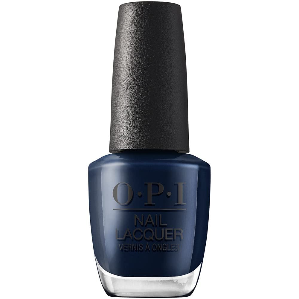 OPI Nail Lacquer Midnight Mantra | Opaque Dark Blue Cr??me Chip Resistant Nail Polish | Fast Drying, Streak Free