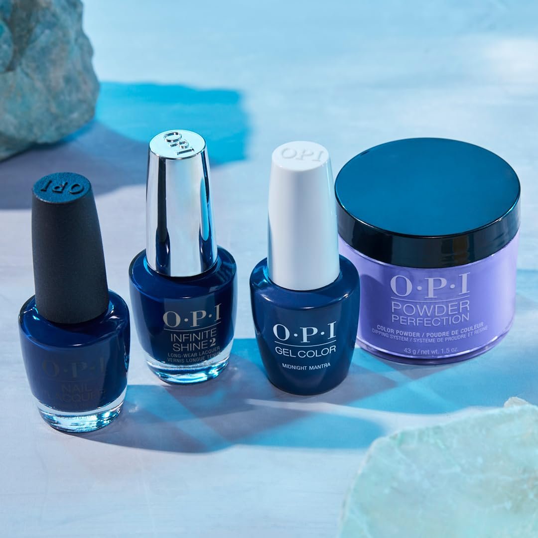 OPI Nail Lacquer Midnight Mantra | Opaque Dark Blue Cr??me Chip Resistant Nail Polish | Fast Drying, Streak Free - Image 7