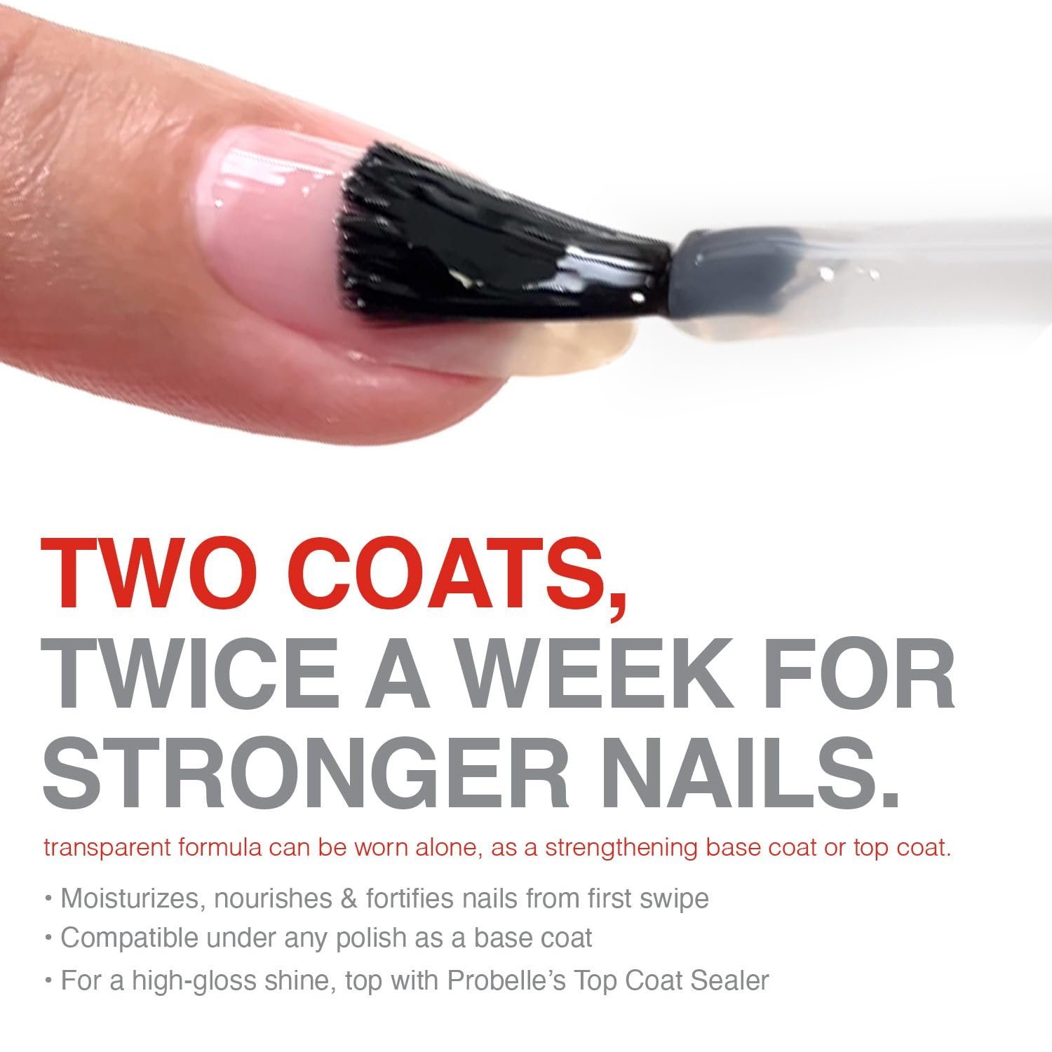 Probelle Nail Strengthener and growth, Natural Nail Strengthening Clear Nail Polish Repair Treatment, Nail Growth & Conditioning, Stops Splits, Chips, Cracks & Strengthens Damaged and Thin Nails - Image 3