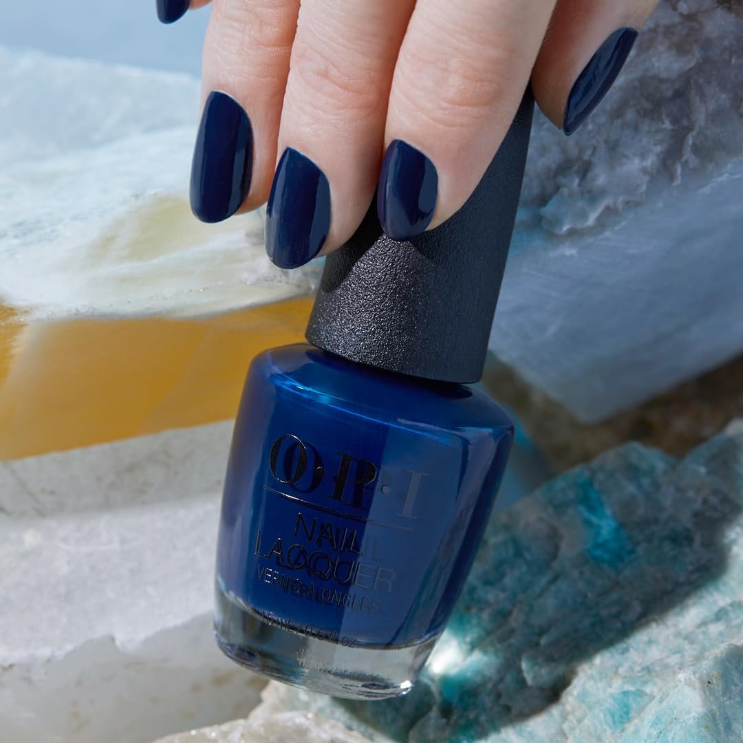 OPI Nail Lacquer Midnight Mantra | Opaque Dark Blue Cr??me Chip Resistant Nail Polish | Fast Drying, Streak Free - Image 6