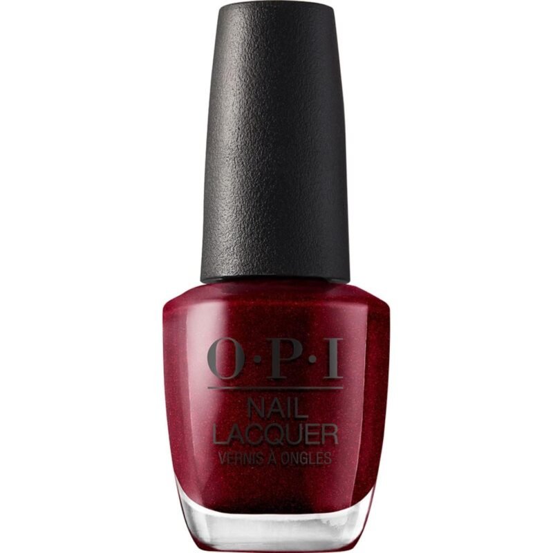 OPI Nail Lacquer Nail Polish | Opaque Bright Red Shimmer Chip Resistant Nail Polish | Fast Drying, Streak Free