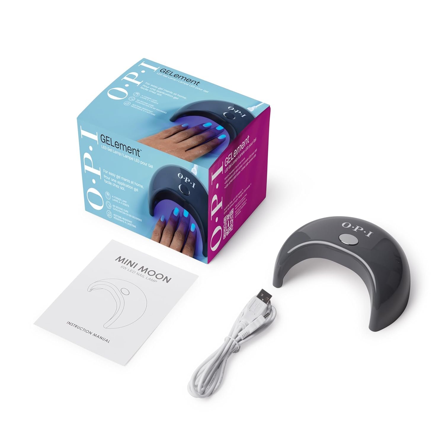 OPI GELement LED Curing Lamp for Gel Nail Polish | DIY Professional Salon Quality Manicure Results | 4 Finger Design & Mirrored Interior for Curing | 60 Second Timer - Image 2