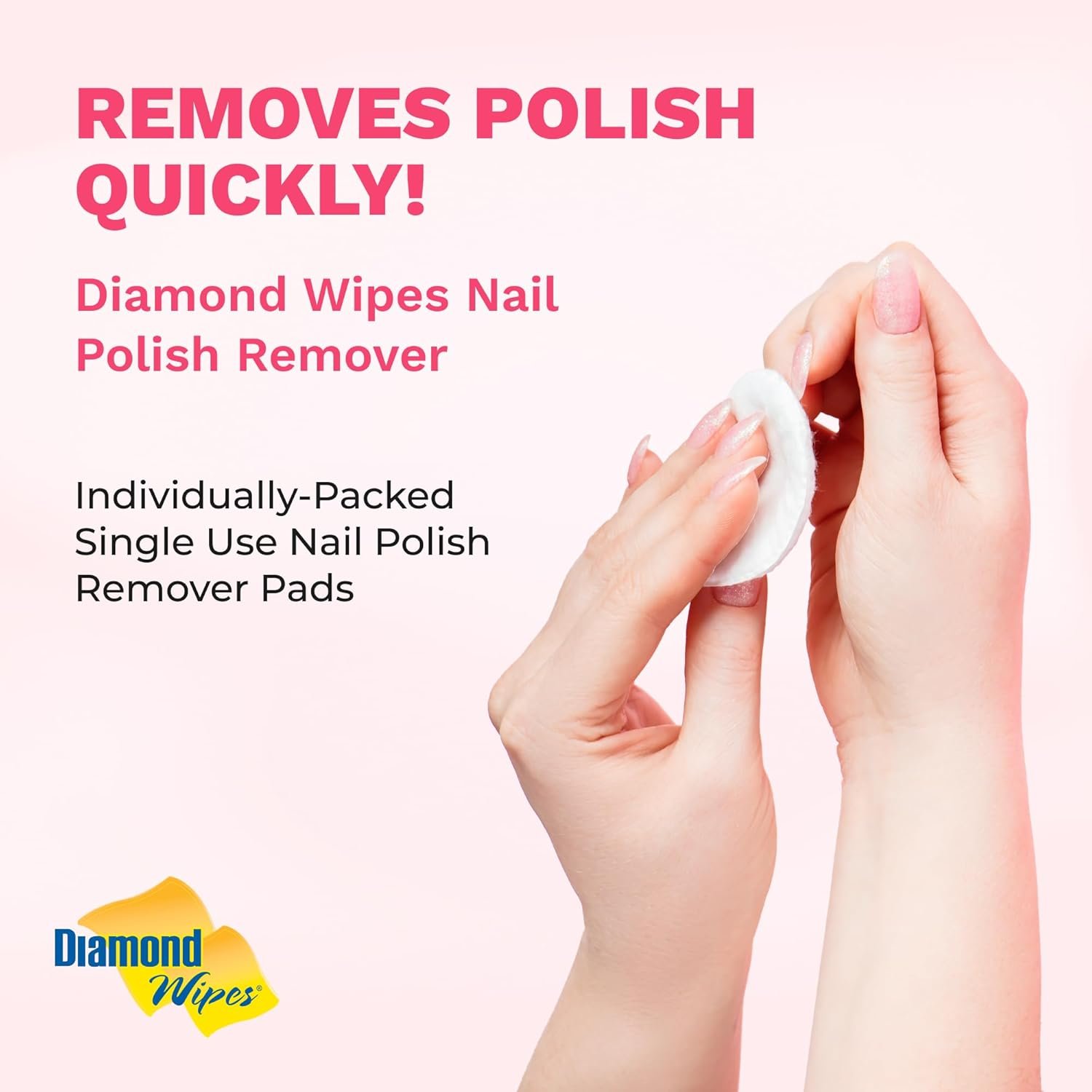 Diamond Wipes Nail Polish Remover Wipes with Aloe Vera, Acetone Nail Polish Remover Pads, 50 Individually Wrapped Nail Polish Wipes - Image 2