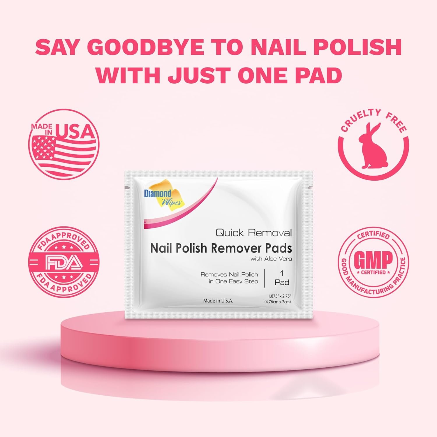 Diamond Wipes Nail Polish Remover Wipes with Aloe Vera, Acetone Nail Polish Remover Pads, 50 Individually Wrapped Nail Polish Wipes - Image 6