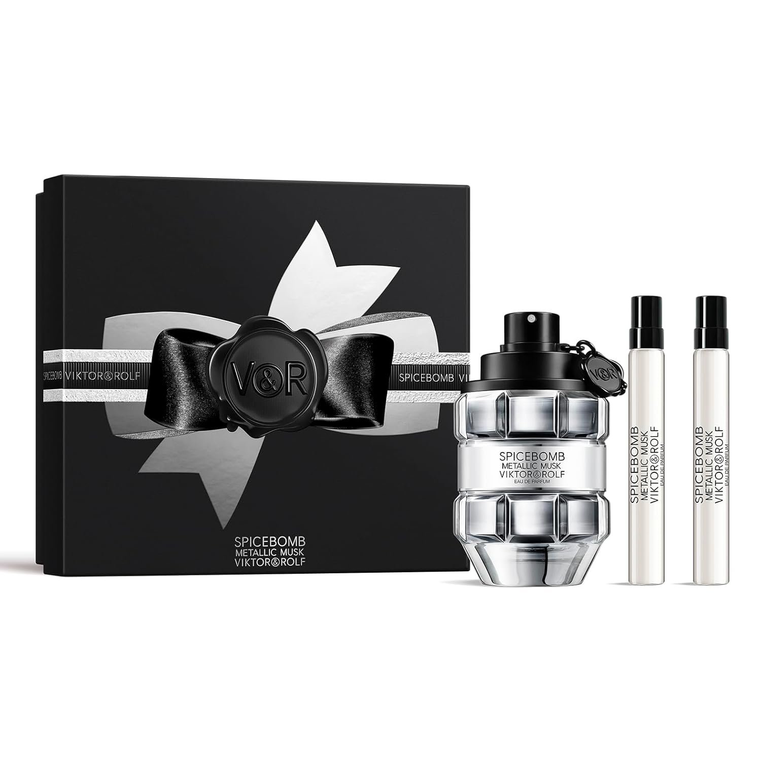 Viktor&Rolf - Spicebomb Metallic Musk Eau de Parfum 3-Piece Set ($205 Value) - Cologne for Men - Ambery Fragrance - Full Size, 3 Fl Oz & 2 Travel Size, 0.3 Fl Oz