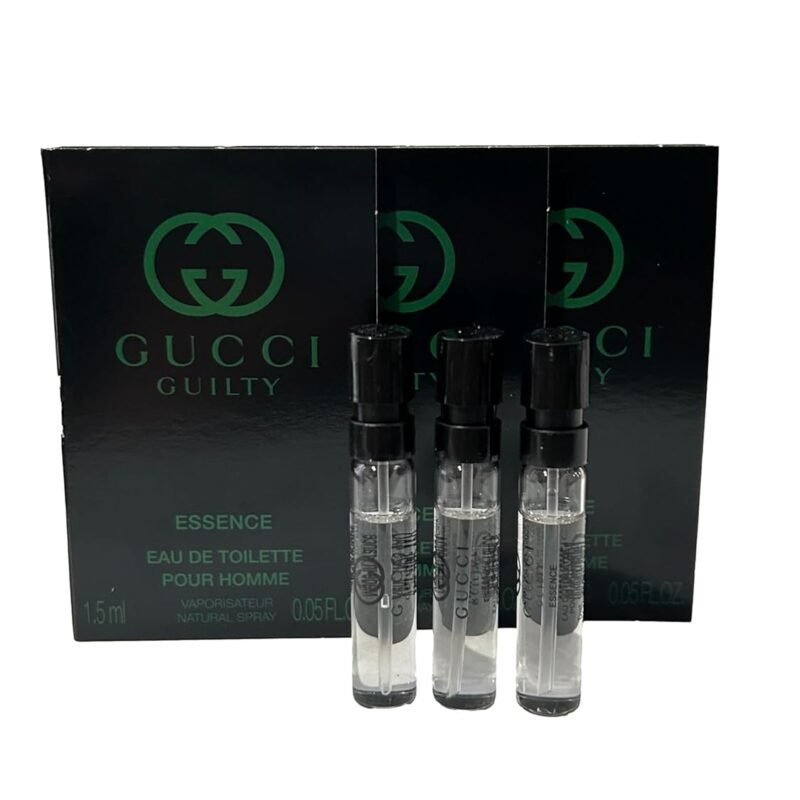 Gucci Guilty ESSENCE Sample Perfume Men EDT Spray Pour Homme MINI SMALL Travel Size 1.5 ML / 0.05 (0693) - set of 3