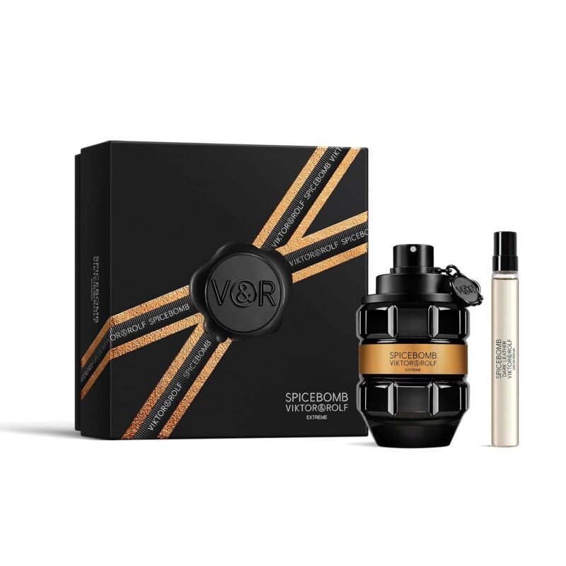 Viktor&Rolf - Spicebomb Eau de Toilette Extreme Men's Cologne Set - Woody & Spicy - With Notes of Citrus & Tobacco - 3 Fl Oz & 0.3 Fl Oz