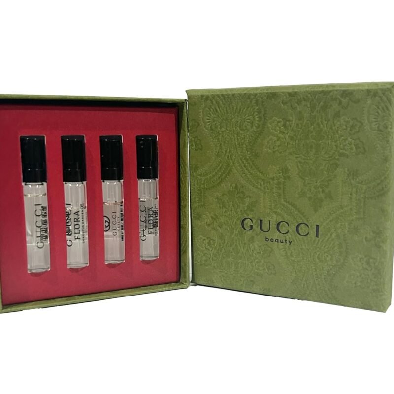 Gucci Sample Perfume WOMEN GIFT SET Bloom, Guilty Pour Femme, Flora Gorgeous Gardenia Flora Gorgeous Jasmine - 1.5 ml / 0.05 oz - set of 4 spray samples (9100)