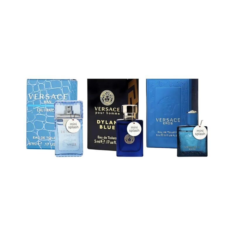 Versace Miniature Variety Trio Collection Perfume Gift Set for Men 0.17 oz/5 ml Splashes 1