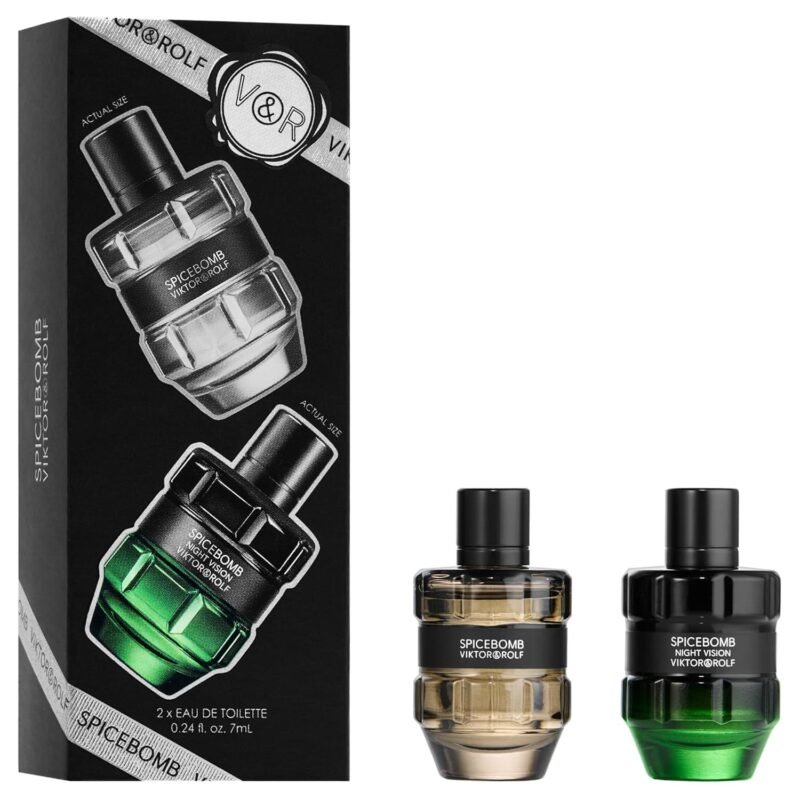 Viktor&Rolf - Spicebomb Men's Cologne Travel Size Set ($50 Value) - Spicebomb Eau de Toilette & Nightvision Eau de Toilette - 0.2 Fl Oz Each Mini Size