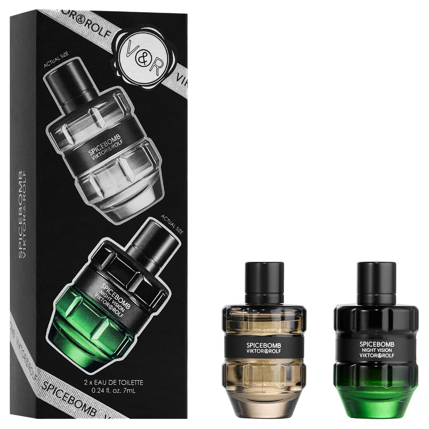 Viktor&Rolf - Spicebomb Men's Cologne Travel Size Set ($50 Value) - Spicebomb Eau de Toilette & Nightvision Eau de Toilette - 0.2 Fl Oz Each Mini Size