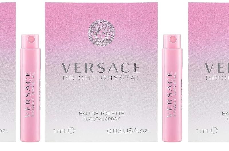 3 Versace Bright Crystal Eau De Toilette Spray Sample Travel Vials .03 oz / 1 ml Each Womens (Lot of 3) NEW