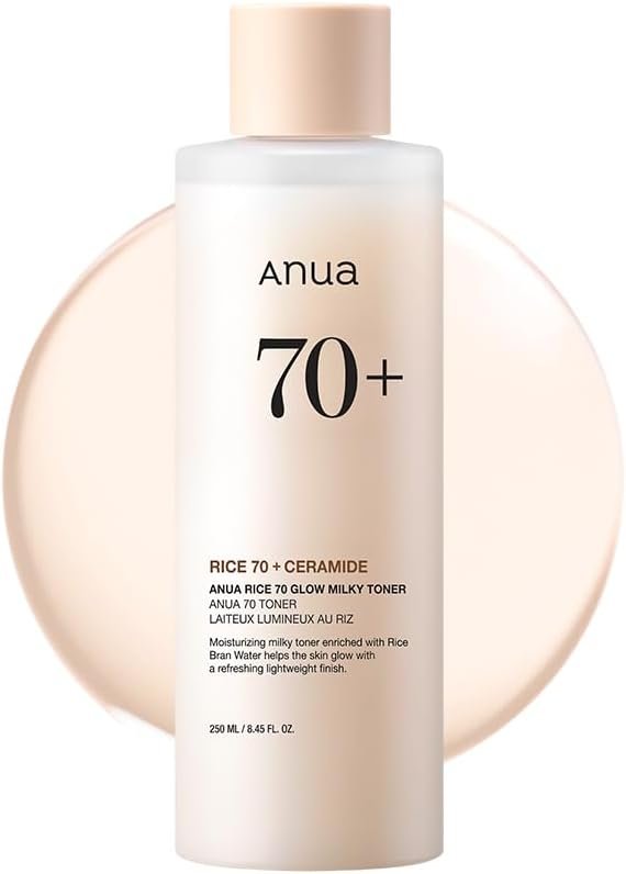 ANUA Rice 70 Glow Milky Toner, for Glass Skin, Rice Water, Niacinamide 250ml