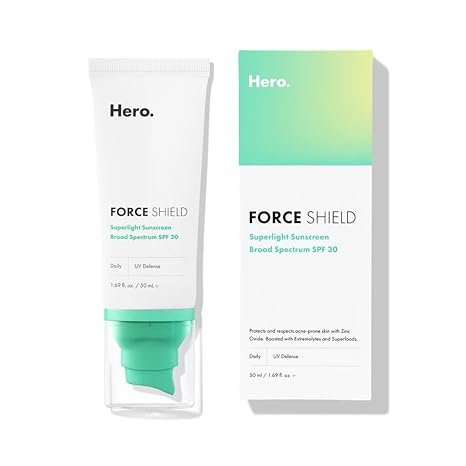 Hero Cosmetics Force Shield Protector solar superligero SPF 30 - Protector solar ligero de uso diario 50 ml