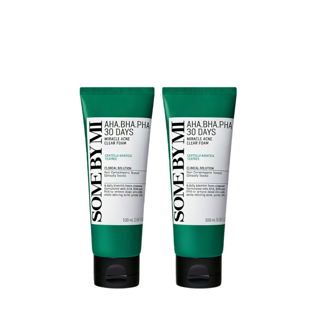2pc SOME BY MI AHA BHA PHA 30 Days Miracle Acne Clear Foam ?C 3.38oz, 100ml