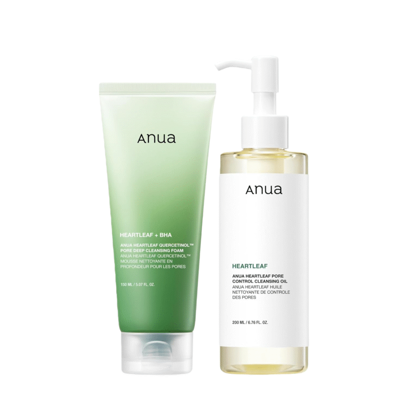Anua Heartleaf Pore Control Cleansing Oil & Heartleaf Quercetinol Pore Deep Cleansing Foam