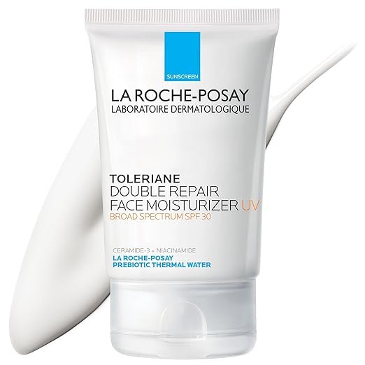 Toleriane Double Repair UV SPF Hidratante Facial, Hidratante Facial Diario con Protector Solar SPF 30, Niacinamida y Glicerina, Sin Aceite, Protecci??n Solar Hidratante 100 ml