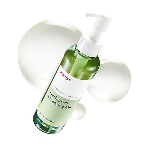 MANYO Herb Green Cleansing Oil, desmaquillante suave con extractos de hierbas naturales, artemisa, ??rbol de t??, limpieza profunda e hidrataci??n