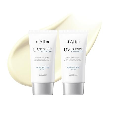 2pc dalba Piedmont Italian White Truffle Waterfull Essence Protector solar, Cuidado de la piel vegano, Protector solar ligero con AMPLIO ESPECTRO SPF 50+