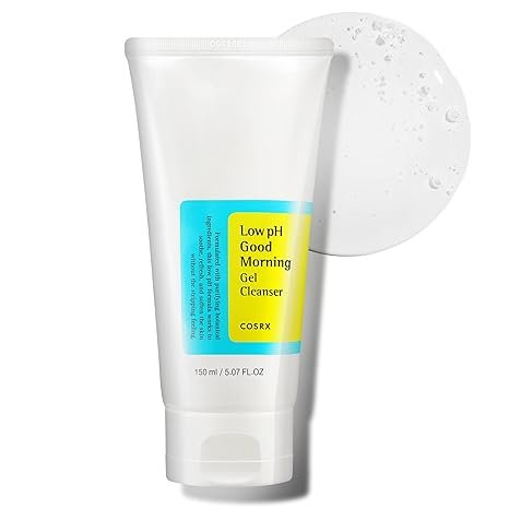 Limpiador facial en gel Good Morning de bajo pH, 157 ml (5.07 oz l??q.), limpiador facial con BHA, limpiador facial suave diario para piel sensible, equilibra el pH.