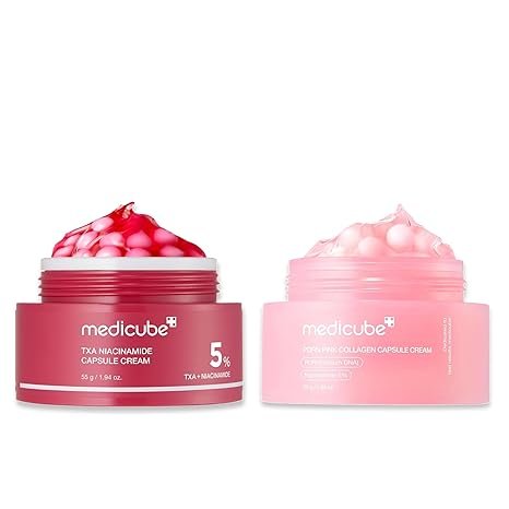 D??o de c??psulas con ingredientes de tendencia de medicube: TXA + niacinamida y crema en c??psulas PDRN de ADN de salm??n