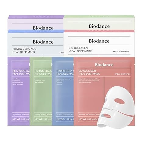 4pc BIODANCE Multi-Care Experience Kit: Caviar PDRN, Bio Collagen & Ceramide Panthenol & Sea Kelp Mask Dicovery