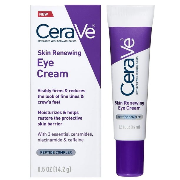 2pc Crema de ojos CeraVe para arrugas con cafe??na, p??ptidos, 15 ml