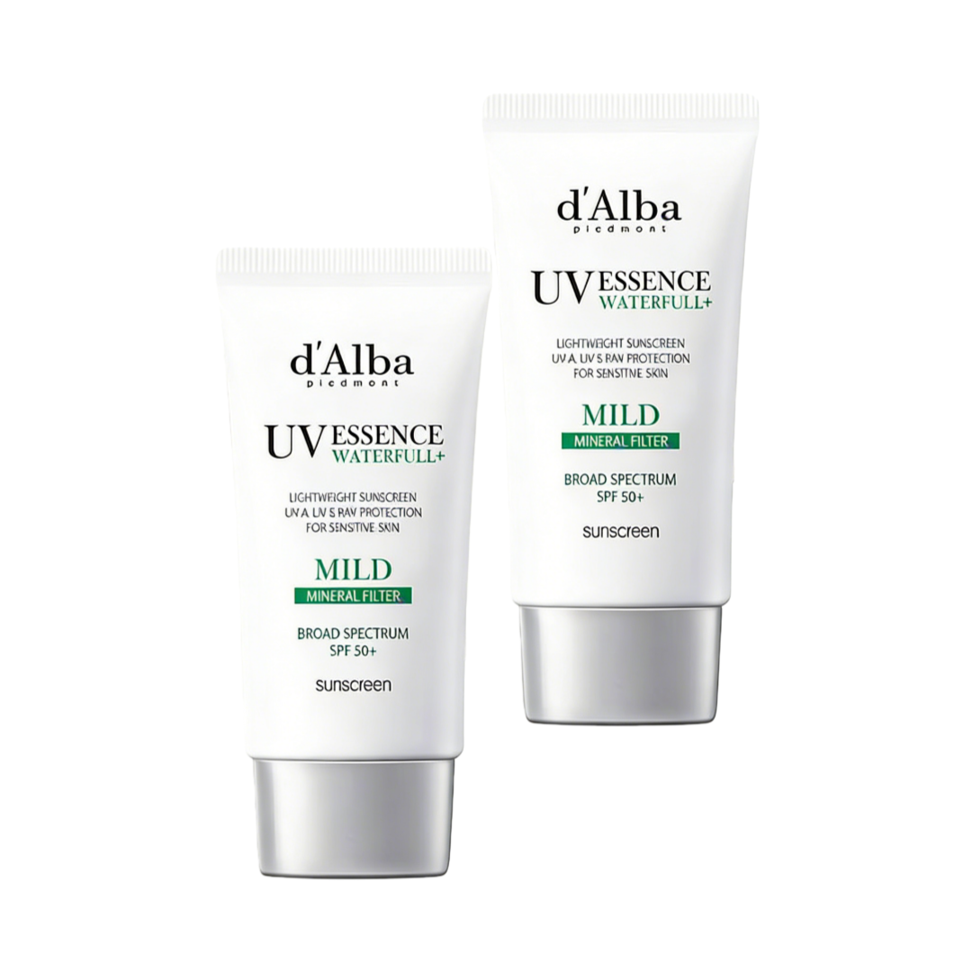 2pc dalba Piedmont Italian White Truffle Waterfull Protector solar suave, vegano, protector solar mineral, AMPLIO ESPECTRO SPF 50+